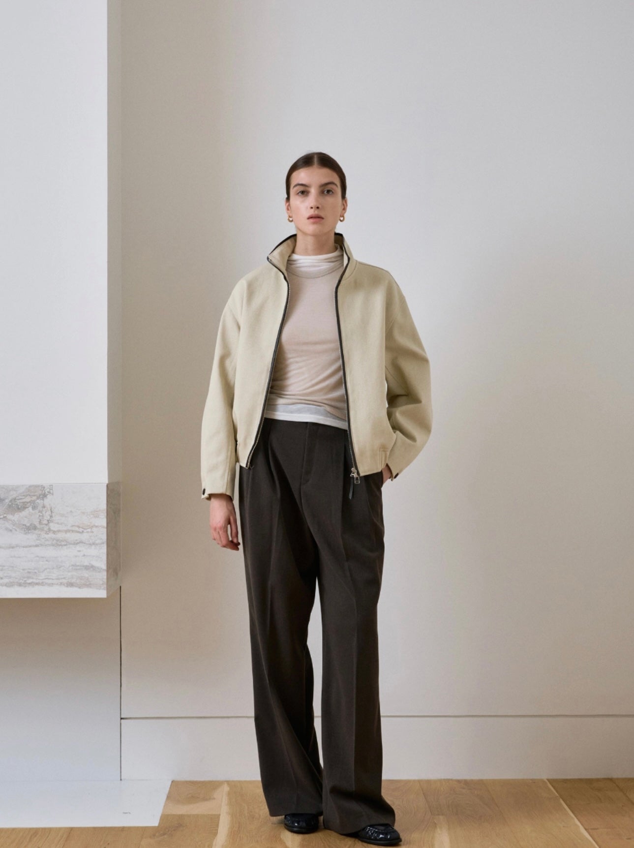 Ashar Bomber Jacket | Beige – AMR LONDON